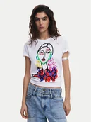 Koszulki i topy damskie - Desigual T-Shirt Misuri 25SWTKA9 Biały Regular Fit - miniaturka - grafika 1