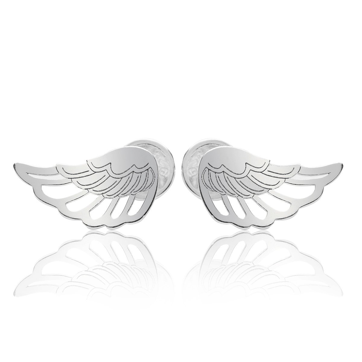 Kolczyki skrzydła sztyft rodowane