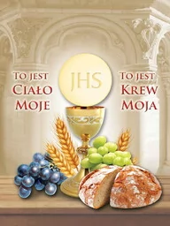 Baner na Boże Ciało "To jest ciało moje - to jest krew moja"75x100 cm - Ikony i obrazy sakralne - miniaturka - grafika 1