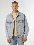 Kurtki męskie - Tommy Jeans Męska kurtka dżinsowa Mężczyźni Bawełna niebieski jednolity, L - miniaturka - grafika 1