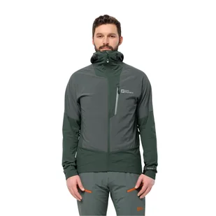 Męska kurtka softshellowa Jack Wolfskin ALPSPITZE HOODY M slate green - S - Kurtki narciarskie - miniaturka - grafika 1