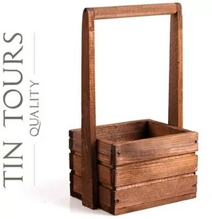 BRĄZOWA SKRZYNKA DREWNIANA Z PAŁĄKIEM 18x13x11/31h cm - Donice - miniaturka - grafika 1