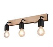 Lampy ścienne - ARTURO 284470332 kinkiet łazienkowy z elementem z drewna i włącznikiem 3xE27 IP44 wykończenie czarne - miniaturka - grafika 1