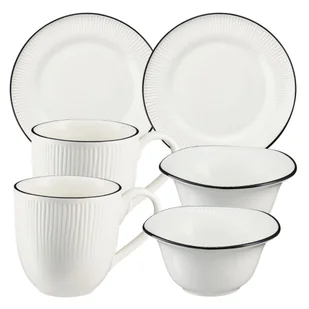 Zestaw śniadaniowy dla 2 osób porcelanowy BONITA BLACK - Inne naczynia kuchenne - miniaturka - grafika 1