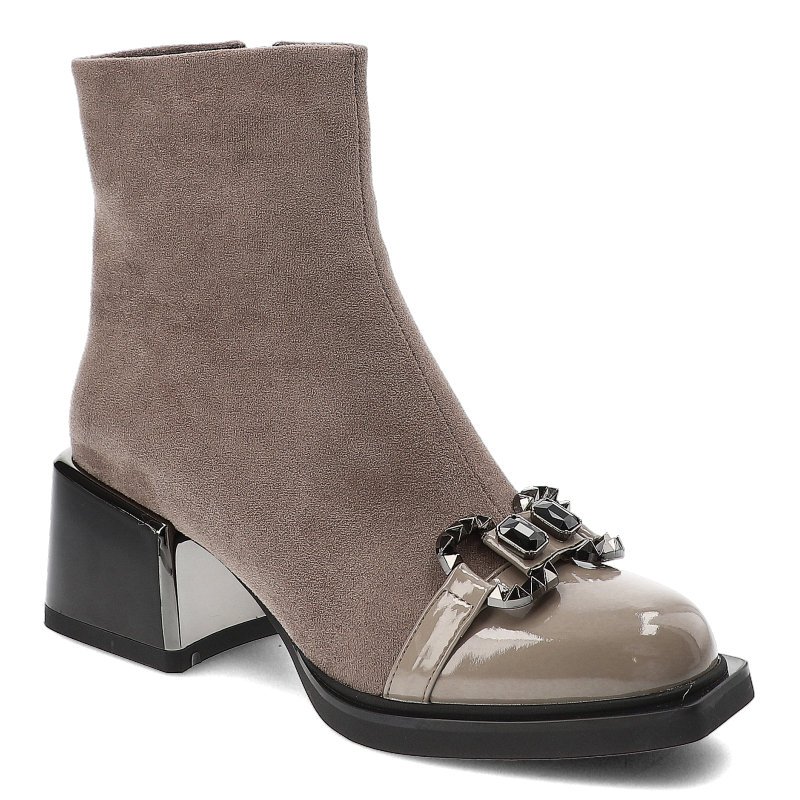 Beżowe Botki S.Barski Eleganckie Obuwie Damskie Na Obcasie