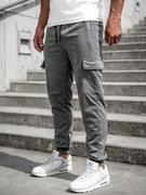 Spodnie sportowe męskie - Antracytowe bojówki spodnie męskie joggery dresowe Denley JX5068A - miniaturka - grafika 1
