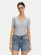 Koszulki i topy damskie - Lee T-Shirt Henley 112363830 Błękitny Slim Fit - miniaturka - grafika 1