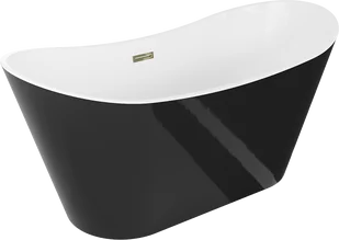 Mexen Montana wanna wolnostojąca 150 x 75 cm, biała/czarna, przelew złoty - 52011507575-50 - Wanny - miniaturka - grafika 1