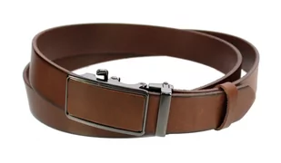Pasek Męski Skórzany MASSIMO (PL) Skóra Licowa EXTRA 35 mm BRĄZOWY Gładki Klamra Samozaciskowa SREBRNA 35 ZE SKÓRZANĄ WSTAWKĄ - Paski - miniaturka - grafika 2