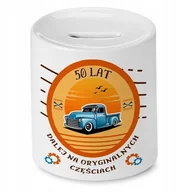 Skarbonki - Skarbonka na Urodziny 50 50te 50-te na Prezent z Nadrukiem ze Zdjęciem + Opakowanie na prezent (wzór 02) - miniaturka - grafika 1