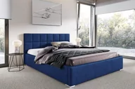 Łóżka - Łóżko tapicerowane pikowane z materacem Santiago 180x200 Niebieskie Metalowy Stelaż - miniaturka - grafika 1