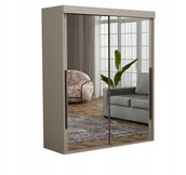 Szafy - Szafa Do Sypialni ALLAM SLIM 2 Lustra Czarne Uchwyty 190x202x45.5 KASZMIR - miniaturka - grafika 1