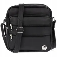 Torby męskie - Męska torba skórzana czarna Beltimore pojemna z paskiem G77 - miniaturka - grafika 1