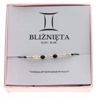 Bransoletki - ZŁOTA bransoletka znak zodiaku BLIŹNIĘTA kamienie naturalne srebro 925 - miniaturka - grafika 1