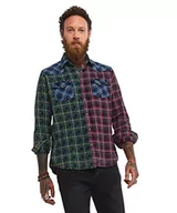 Koszule męskie - Joe Browns Męska koszula flanelowa Mix and Match Check Button Up, fioletowa/zielona, L, Fioletowy/zielony, L - miniaturka - grafika 1