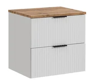 Szafki łazienkowe - Szafka pod umywalkę z blatem, Adel, 60x46x57 cm, biały, dąb wotan, mat - miniaturka - grafika 1