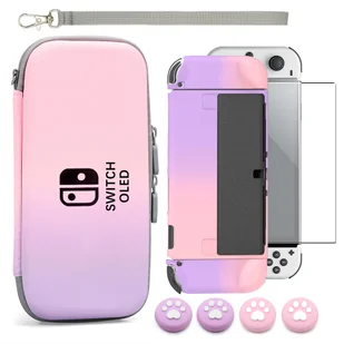 zestaw ochronny nintendo switch oled - gradientowy różowo-fioletowy - Akcesoria do Nintendo - miniaturka - grafika 1