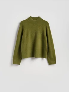 Reserved - Sweter z niskim golfem - oliwkowy - Swetry damskie - miniaturka - grafika 1