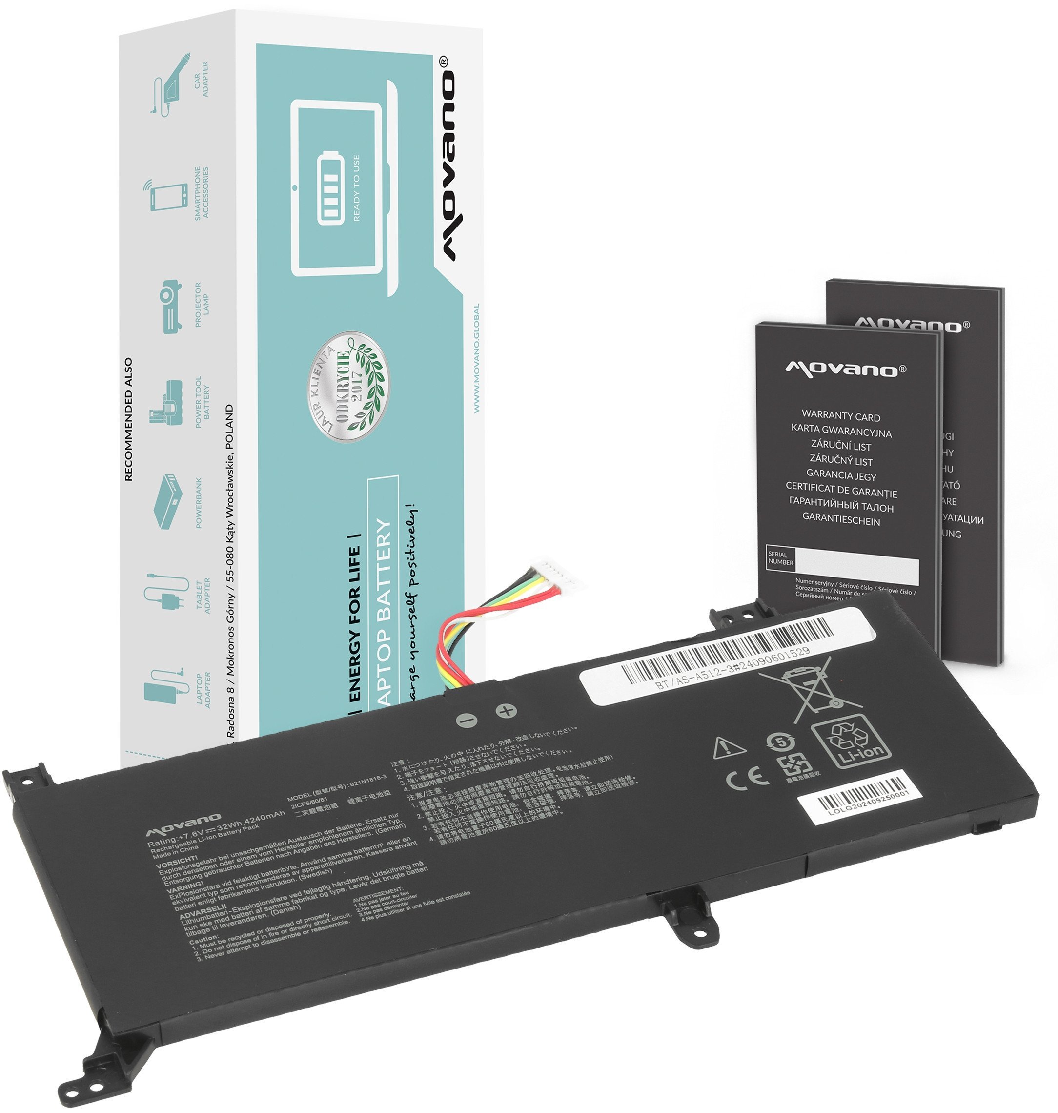 Bateria Movano do Asus Vivobook 14 A416J, 15 D515D