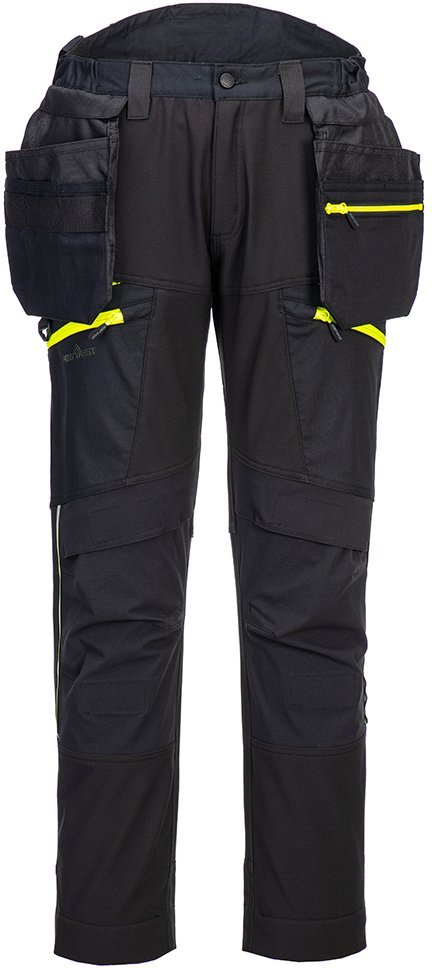 Portwest - Spodnie softshell DX4 z odpinanymi kieszeniami kaburowymi całe granatowe 34