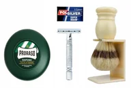 Mydła - Pędzel Do Golenia Stojak Mydło Maszynka Żyletki - miniaturka - grafika 1