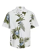 Koszule męskie - JACK & JONES PLUS Męska koszula JPRBLATROPIC Resort Shirt S/S PS SS23, jasna biel/krój: luźny krój, 4XL, Jasny biały/dopasowanie: luźny krój, 4XL - miniaturka - grafika 1