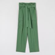 Spodnie damskie - Sinsay - Spodnie z paskiem - Zielony - miniaturka - grafika 1