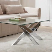 Ławy i stoliki kawowe - Stolik kawowy z hartowanego szkła i chromowanego metalu - Przeźroczysty - COSIMA - miniaturka - grafika 1