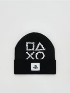 Czapki dla dzieci - Reserved - Dzianinowa czapka Playstation - czarny - miniaturka - grafika 1