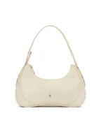 Torebki damskie - Kremowa torebka baguette ze srebrnym okuciem - miniaturka - grafika 1