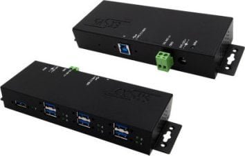 Exsys EXSYS EX-1517HMVS 7-portowy zarządzany metalowy koncentrator USB 3.2 Gen1 z ochroną przeciwprzepięciową EDS 15KV