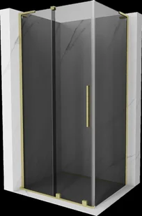 Mexen Velar L kabina prysznicowa rozsuwana 100x80 cm, grafit, złota szczotkowana - 871-100-080-43-55 - Kabiny prysznicowe - miniaturka - grafika 1
