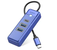 Huby USB - Orico PWC2U-C3-015-BL-EP USB-C 2x USB-A 3.1 + USB-C (niebieski) - miniaturka - grafika 1
