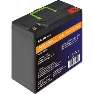 Qoltec Akumulator LiFePO4 Litowo-Żelazowo-Fosforanowy | 12.8V | 24Ah | 307.2Wh | BMS - Akumulatory ogólnego zastosowania - miniaturka - grafika 1