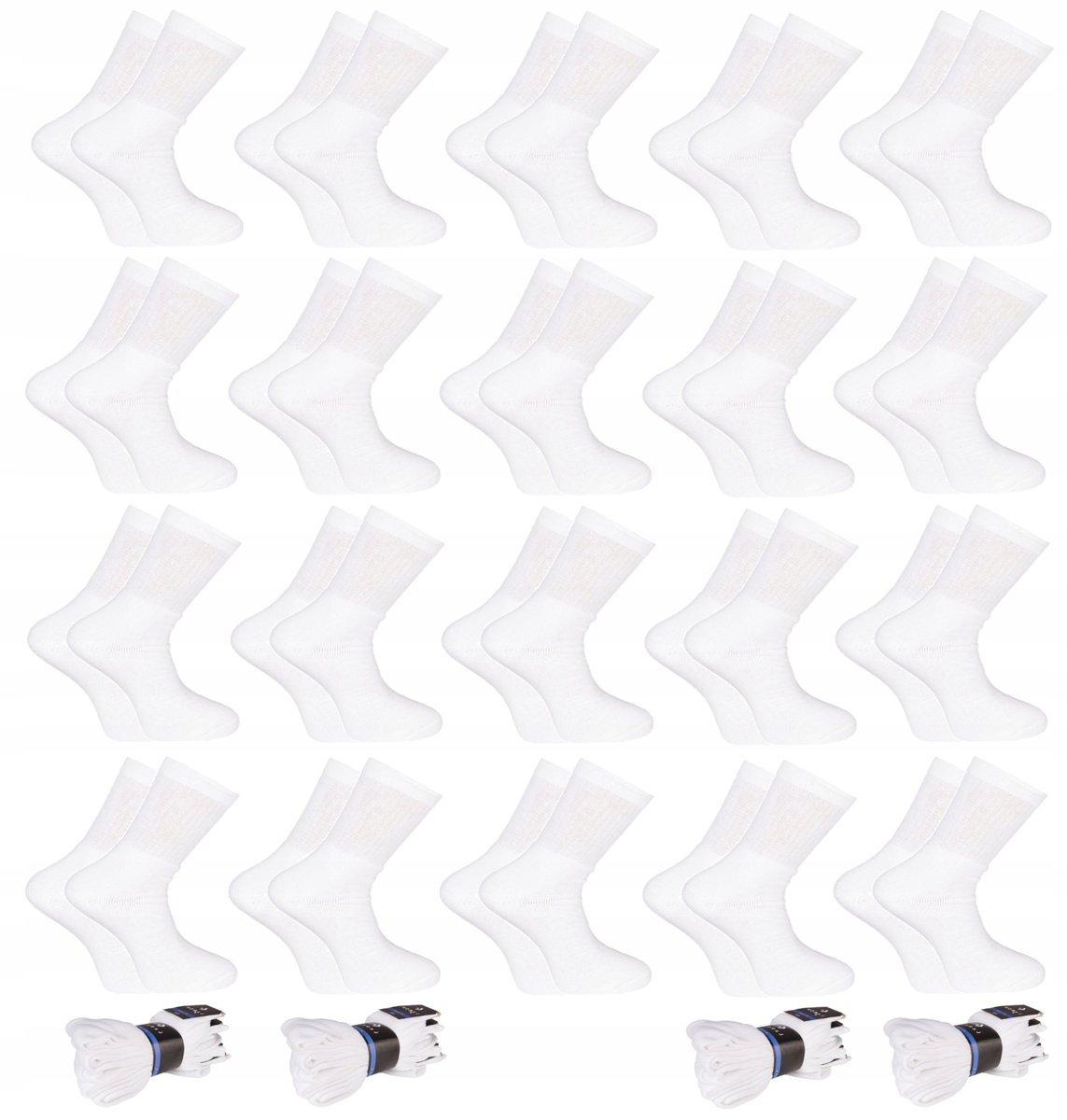 Skarpetki Frotte 20 PAR Bawełniane Grube Ciepłe Białe Moraj 43-45