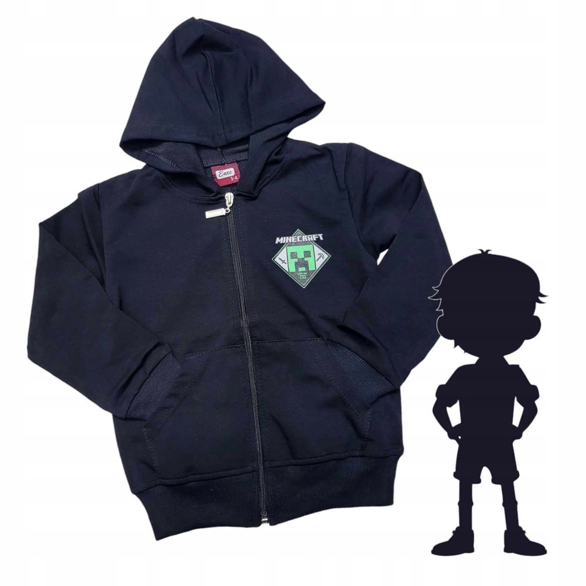 BLUZA DZIECIĘCA ROZPINANA CHŁOPIĘCA bawełna minecraft kaptur 104 3 - 4 lat