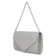 Torebki damskie - Torebka Kopertówka Damska Elegancka Wieczorowa Wizytowa Ekoskóra Srebrna - miniaturka - grafika 1