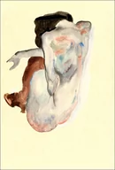 Plakaty - Crouching Nude in Shoes and Black Stockings, Back View, Egon Schiele - plakat Wymiar do wyboru: 30x40 cm - miniaturka - grafika 1