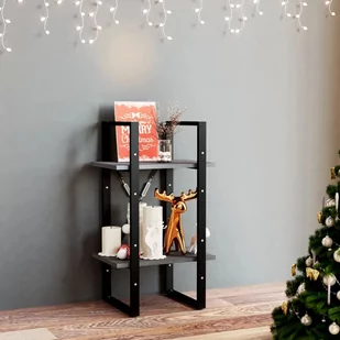 vidaXL 2-poziomowy regał na książki szary 40x30x70 cm sosnowy 806414 - Regały - miniaturka - grafika 1