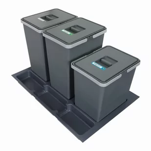 Sortownik śmieci FUTURE CONFIG do szuflady w szafce 80 cm 3 kosze 2x24 + 1x18 litrów wysokość 44/34cm - Kosze na śmieci - miniaturka - grafika 1
