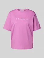 Koszulki i topy damskie - T-shirt o kroju oversized z nadrukiem z logo model ‘VILJA’ - miniaturka - grafika 1