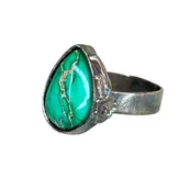 Pierścionki - Srebrny pierścionek z jaspisową kroplą - miniaturka - grafika 1