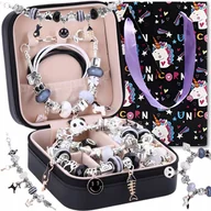 Zabawki sensoryczne - Duży Zestaw do Robienia Bransoletek i Naszyjników Charms Szkatułka Koraliki Czarny - miniaturka - grafika 1