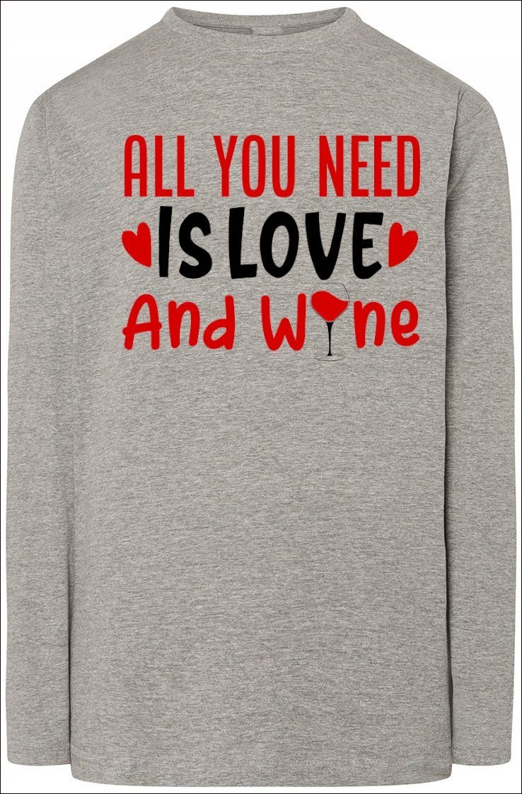 Love and Wine Walentynki Longsleeve Nadruk r.XXL