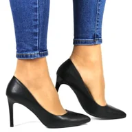 Czółenka - DAMSKIE CZÓŁENKA SZPILKI NA OBCASIE SERGIO LEONE 1339 CZARNE MAT - miniaturka - grafika 1