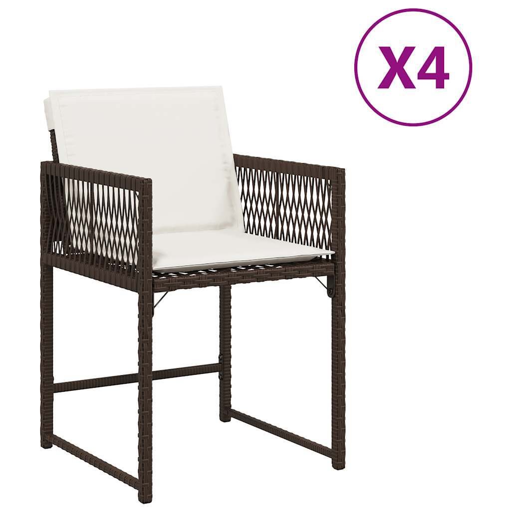vidaXL Krzesła ogrodowe z poduszkami 4 szt. Brązowy polirattan