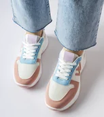 Sneakersy damskie - Biało-Różowo-niebieskie sneakersy Teresio-38 - miniaturka - grafika 1