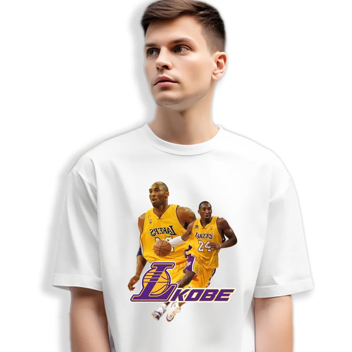 Koszulka Biała Męska T-Shirt KOBE BRYANT Koszykówka Sportowe Wzory - XXXL
