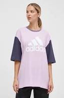 Koszulki sportowe damskie - adidas t-shirt bawełniany damski kolor różowy - miniaturka - grafika 1