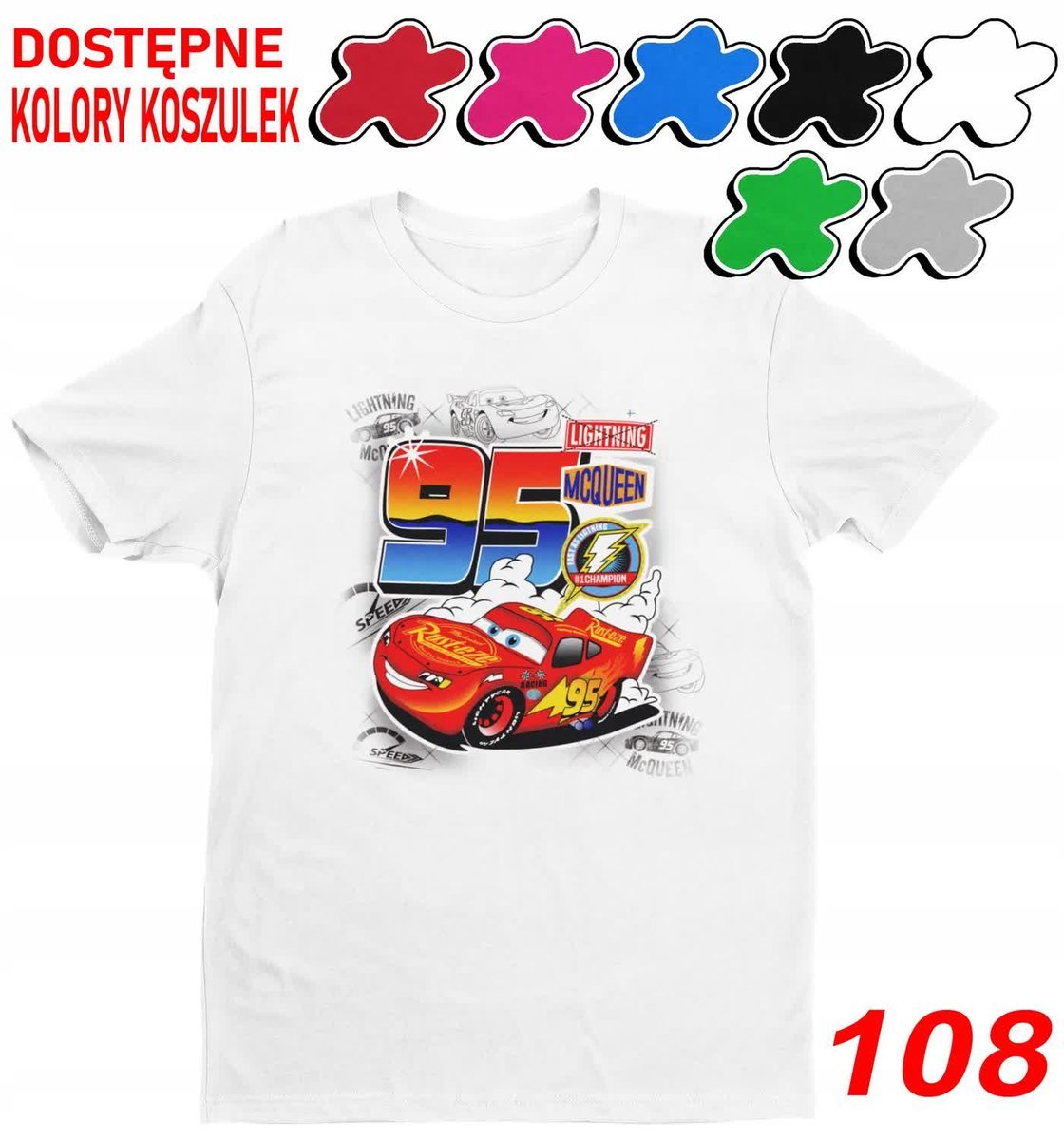 Dziecięca Koszulka Z Nadrukiem Duży Wybór Czerwone Auto Bajka - L 146-152